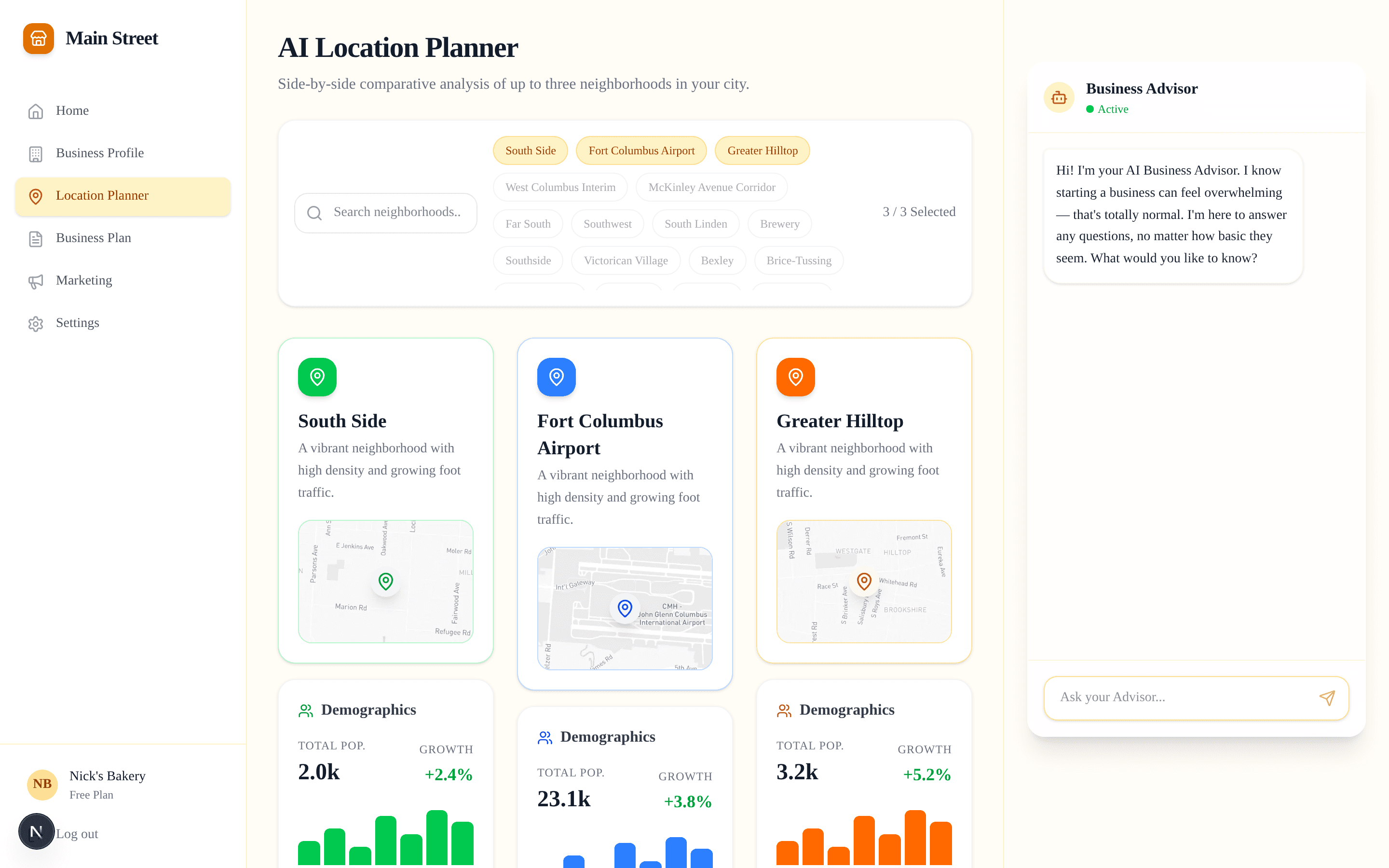 Location Planner and business plan tools for site selection and strategy