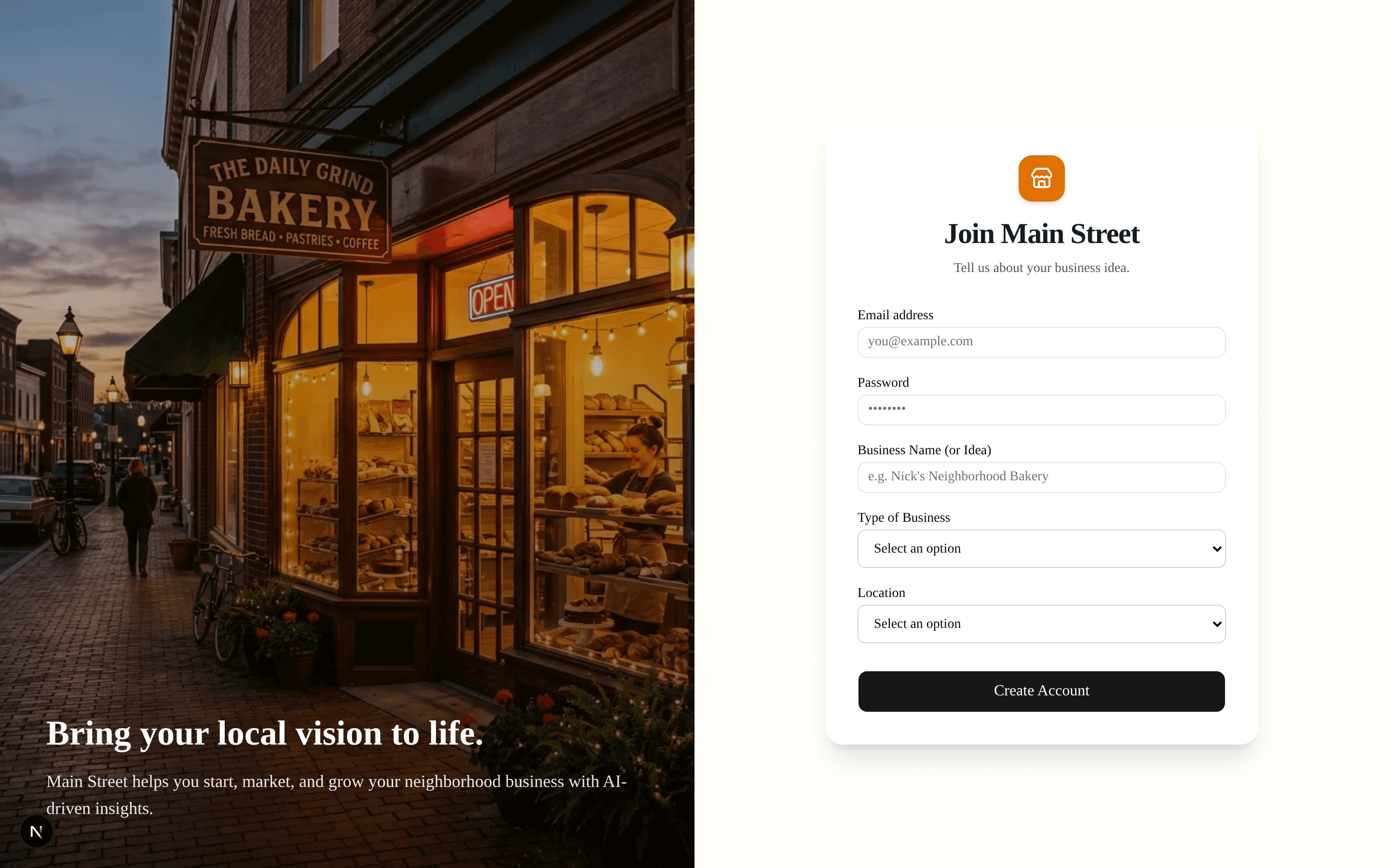 Local Lane signup page — create your free account